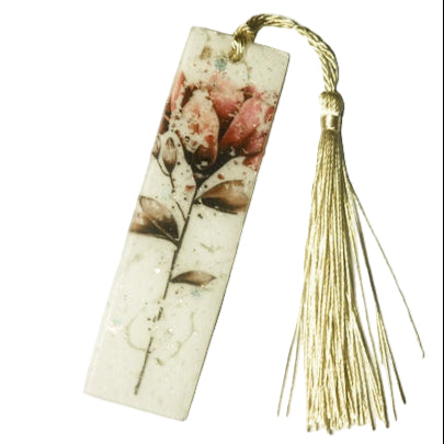 Off white pink flower Resin Bookmark