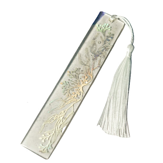 Clear Resin silver plant detailed bookmark