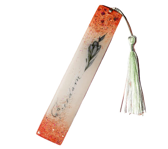 Resin bookmark pink glitter freedom