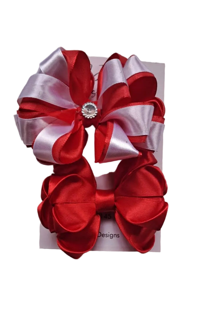 Handmade satin ribbon hair bow set