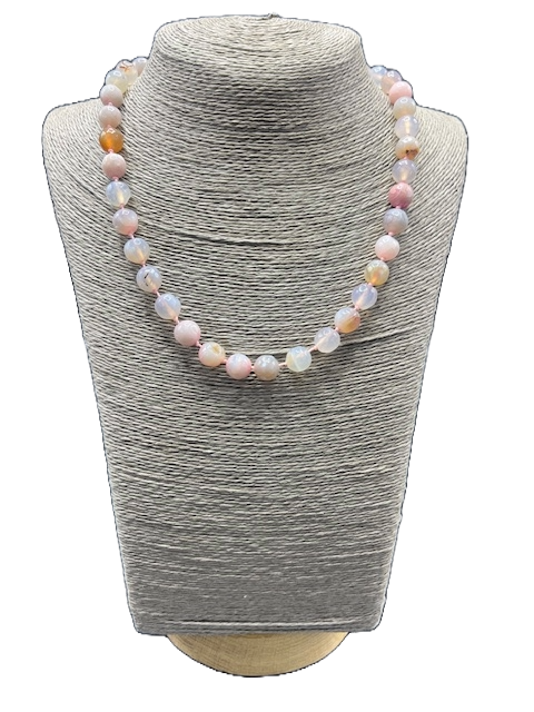 Handmade pink agate necklace