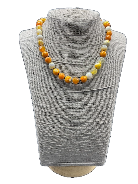 Handmade orange and yellow agate necklace