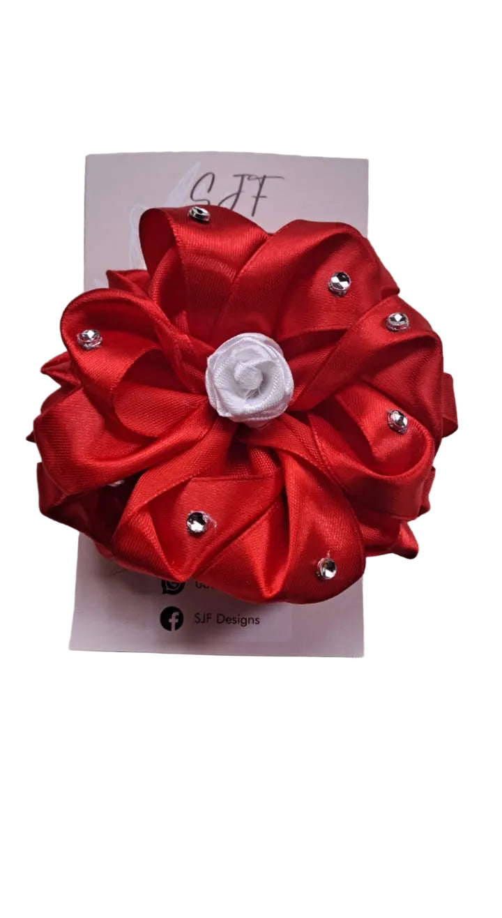 Handmade satin ribbon hair bow set