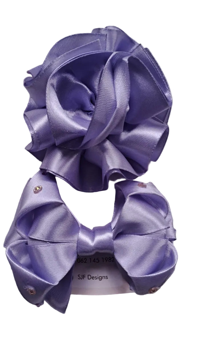 Handmade satin ribbon hair bow set