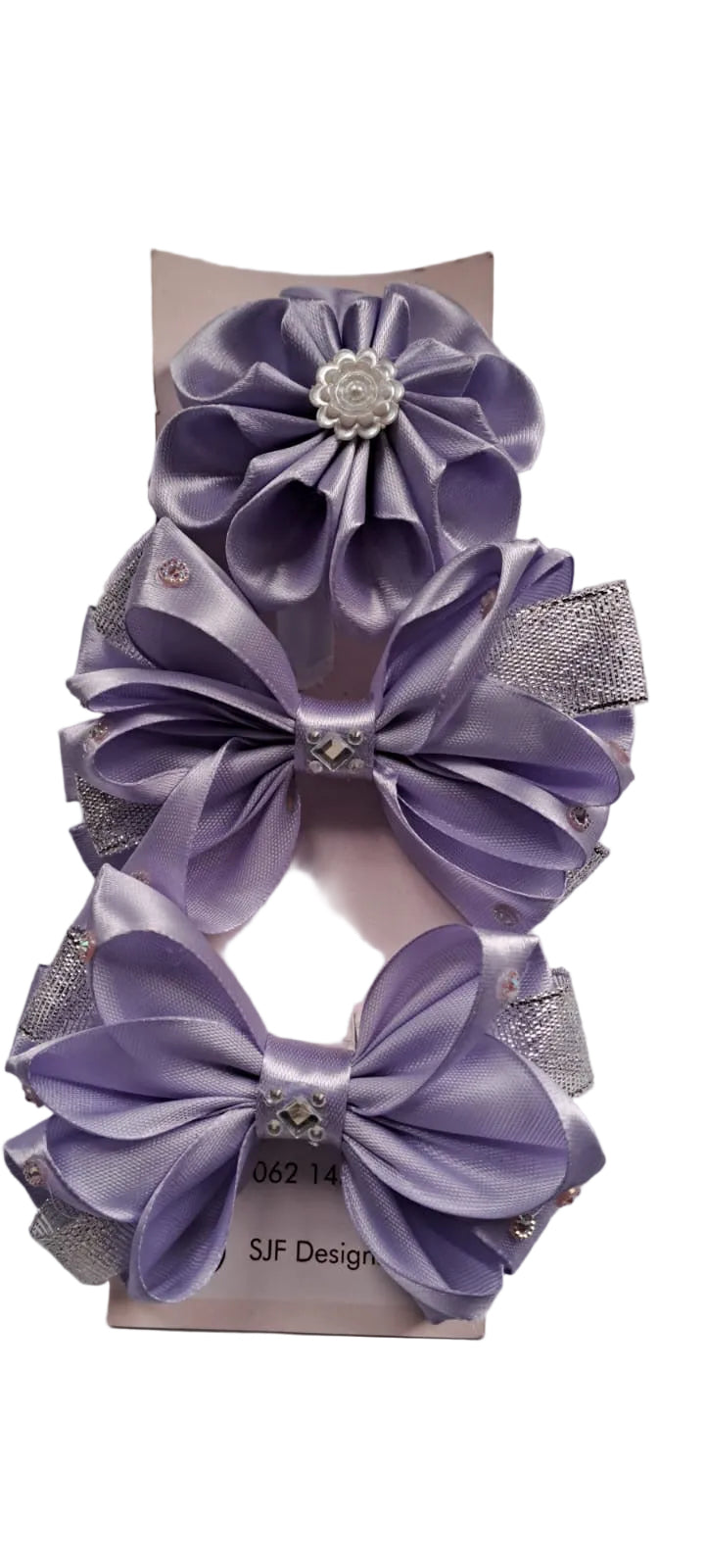 Handmade satin ribbon hair bow set
