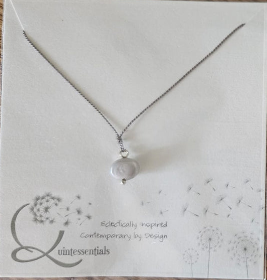 Necklace - fresh water pearl on silk