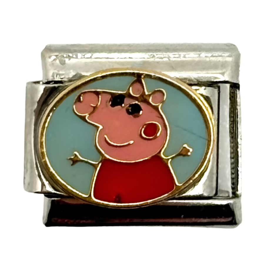Stainless Steel Pig Character Charm Link
