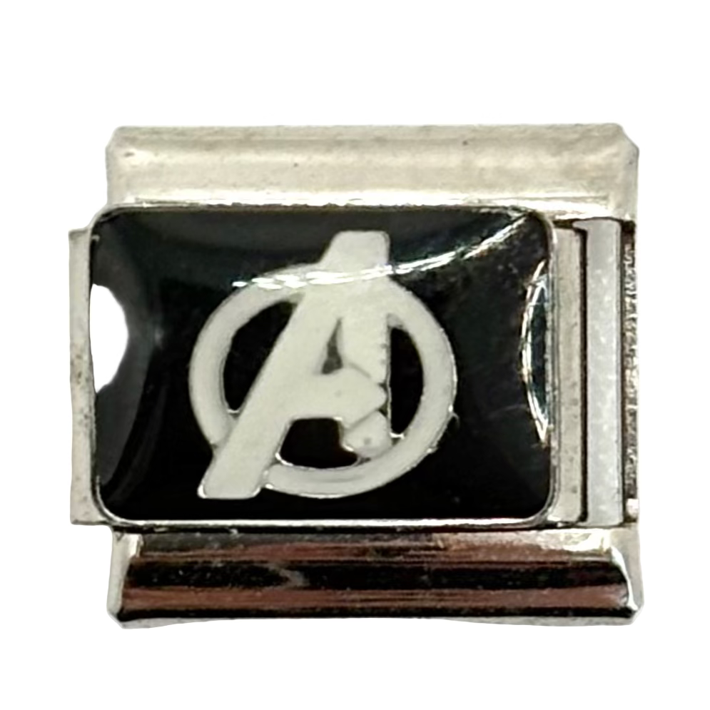 Stainless Steel Superhero Symbol Charm Link