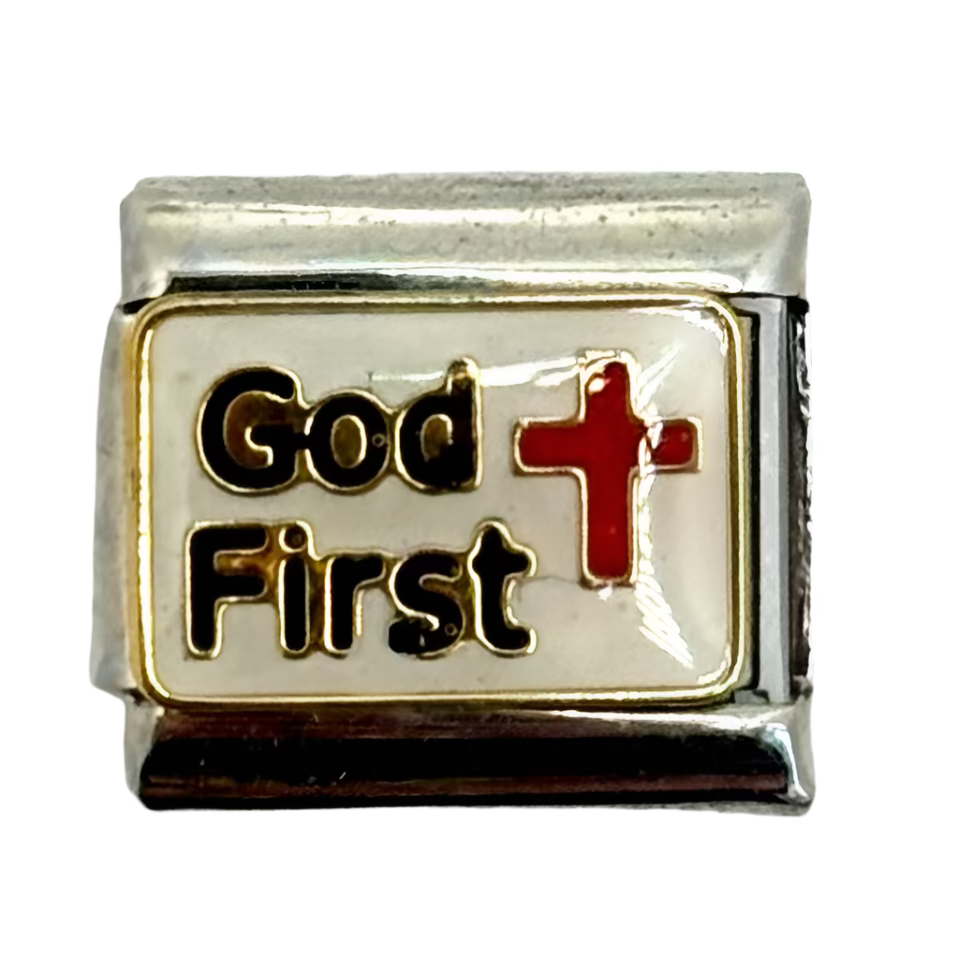 Stainless Steel God First Charm Link