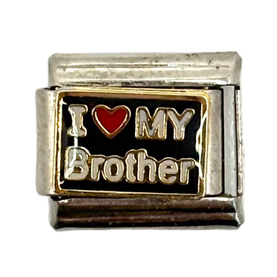 Stainless Steel I Love My Brother Charm Link