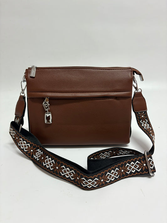 Chocolate Brown Crossbody Bag – Tribal Strap Detail