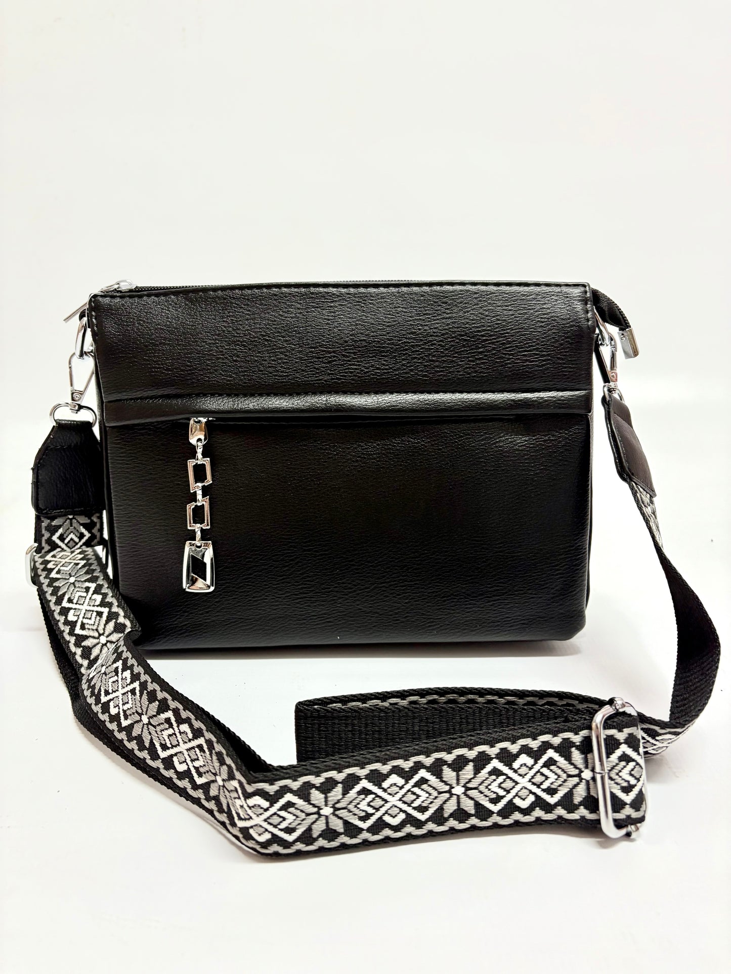 Black Crossbody Bag – Bold Monochrome Strap