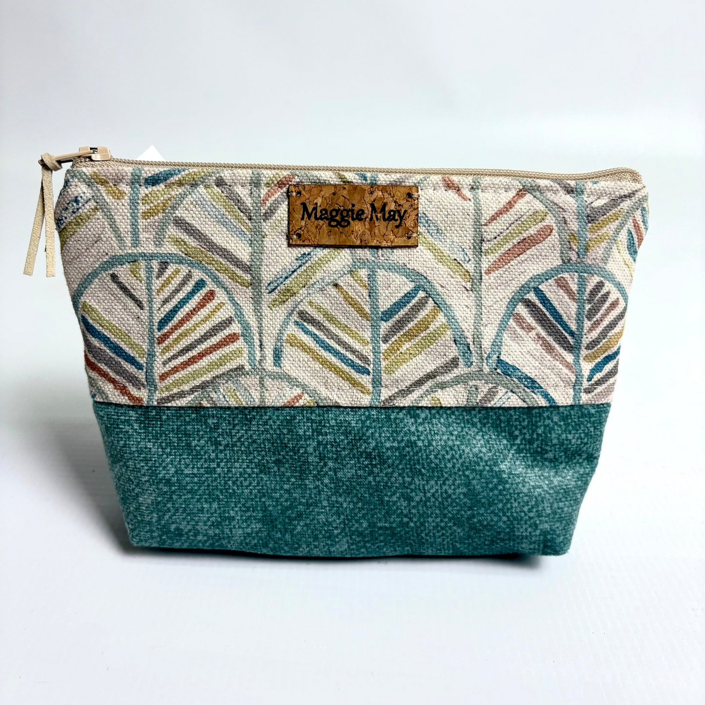Small Abstract Teal, Rust and Green Tree Cosmetic/Toiletry Bag