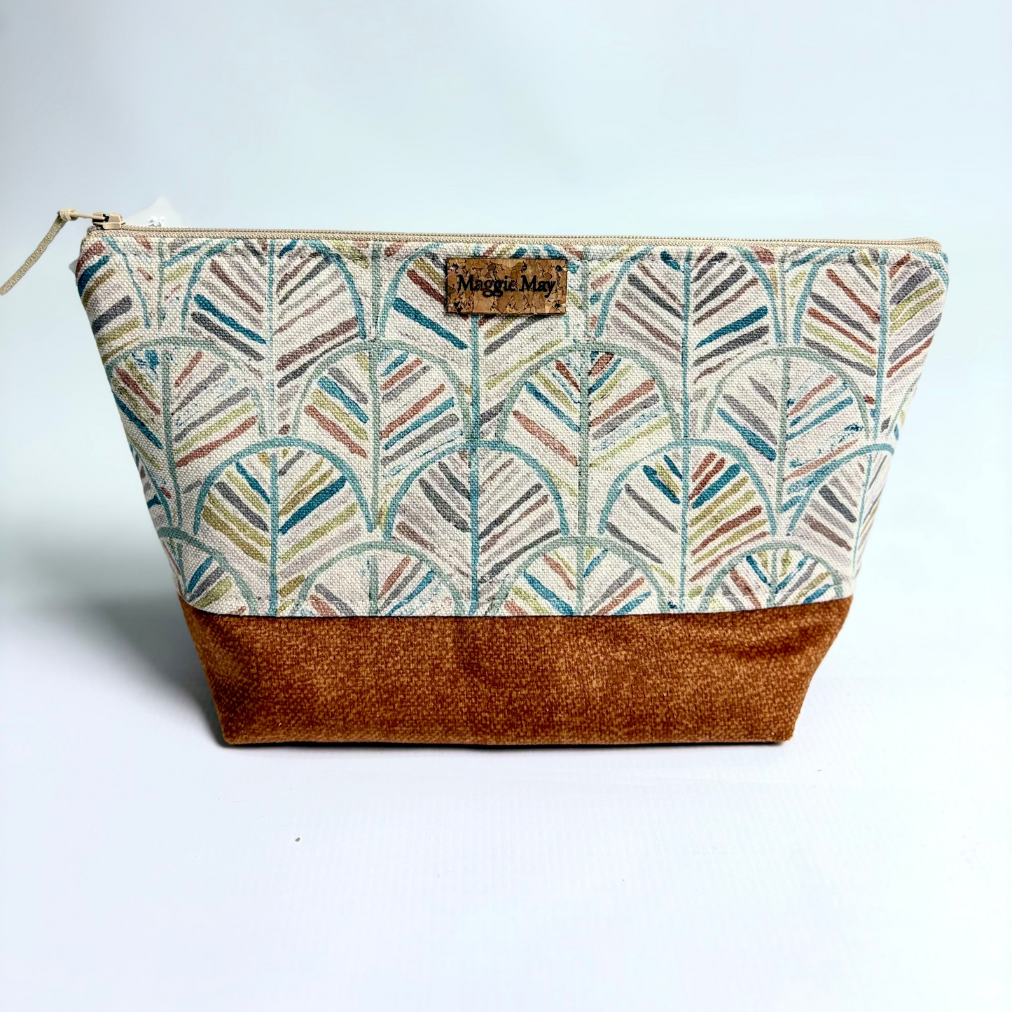 Large Abstract Teal, Rust and Green Tree Cosmetic/Toiletry Bag