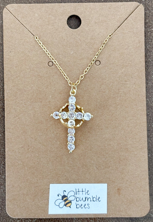 Cross & Crown Necklace (Non Rotating Crown)