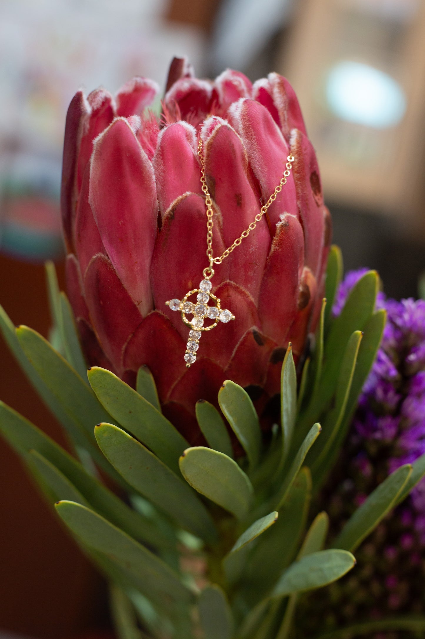 Cross & Crown Necklace (Non Rotating Crown)