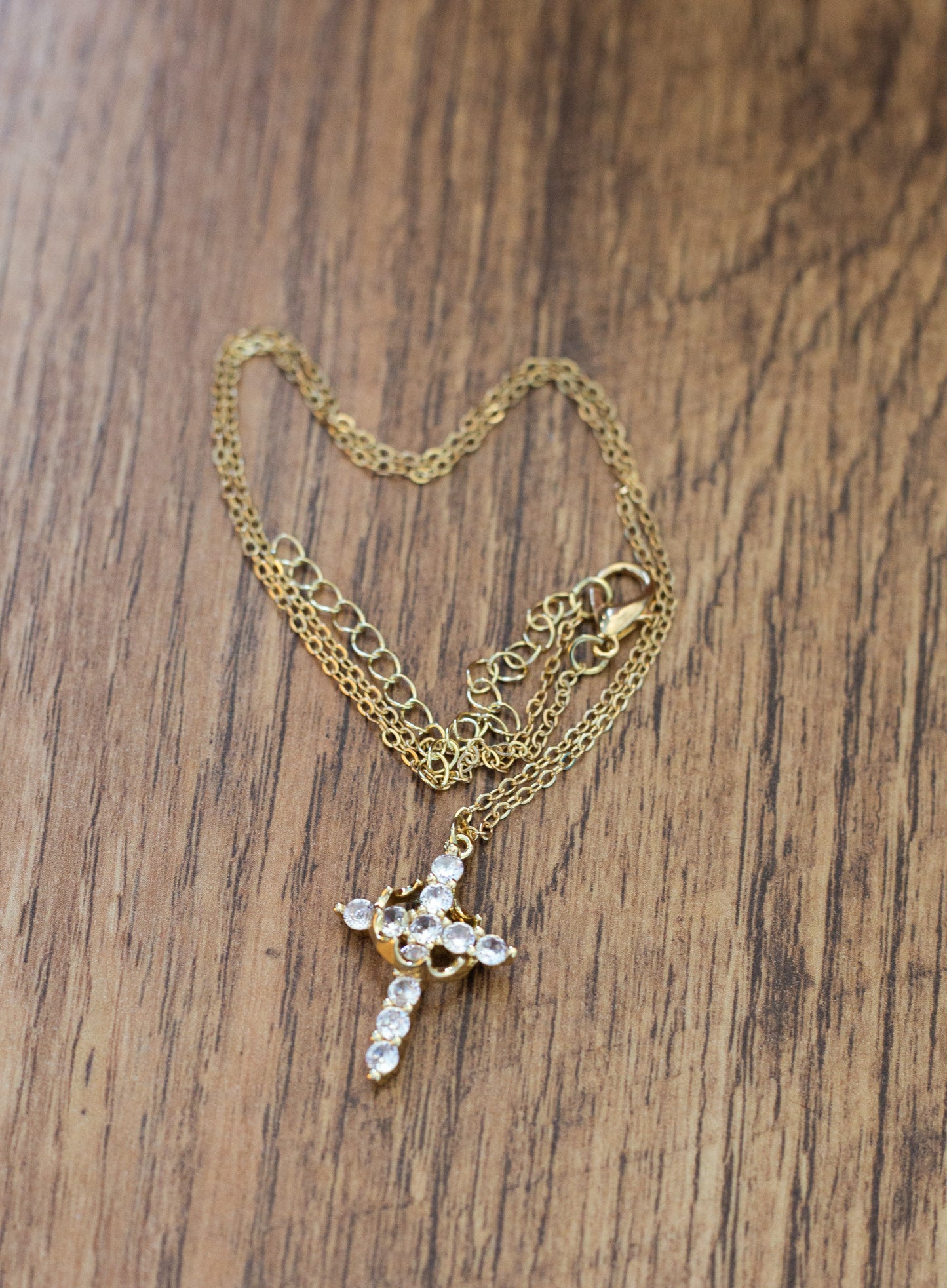 Cross & Crown Necklace (Non Rotating Crown)