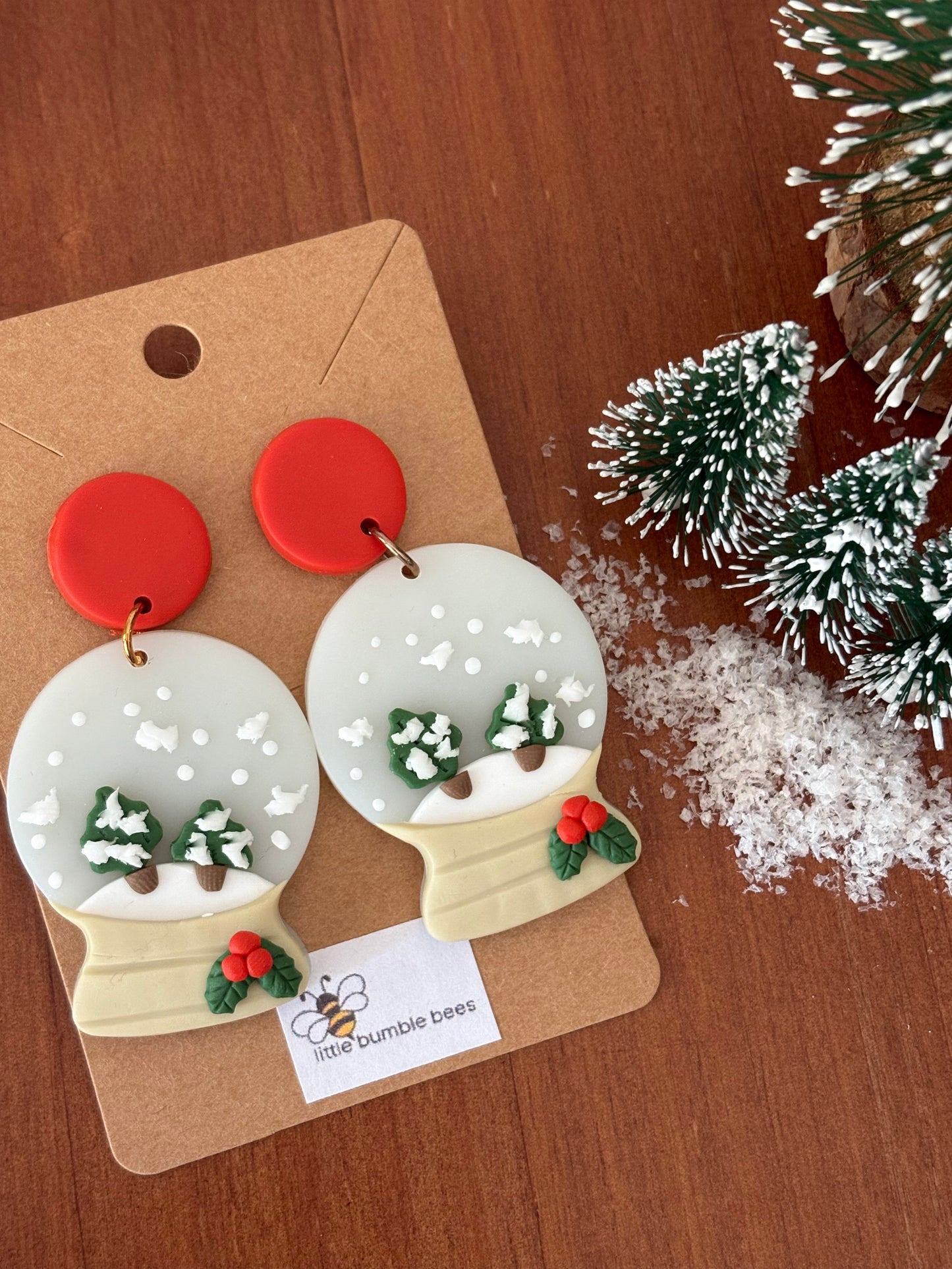 Snow Globe Christmas Earrings