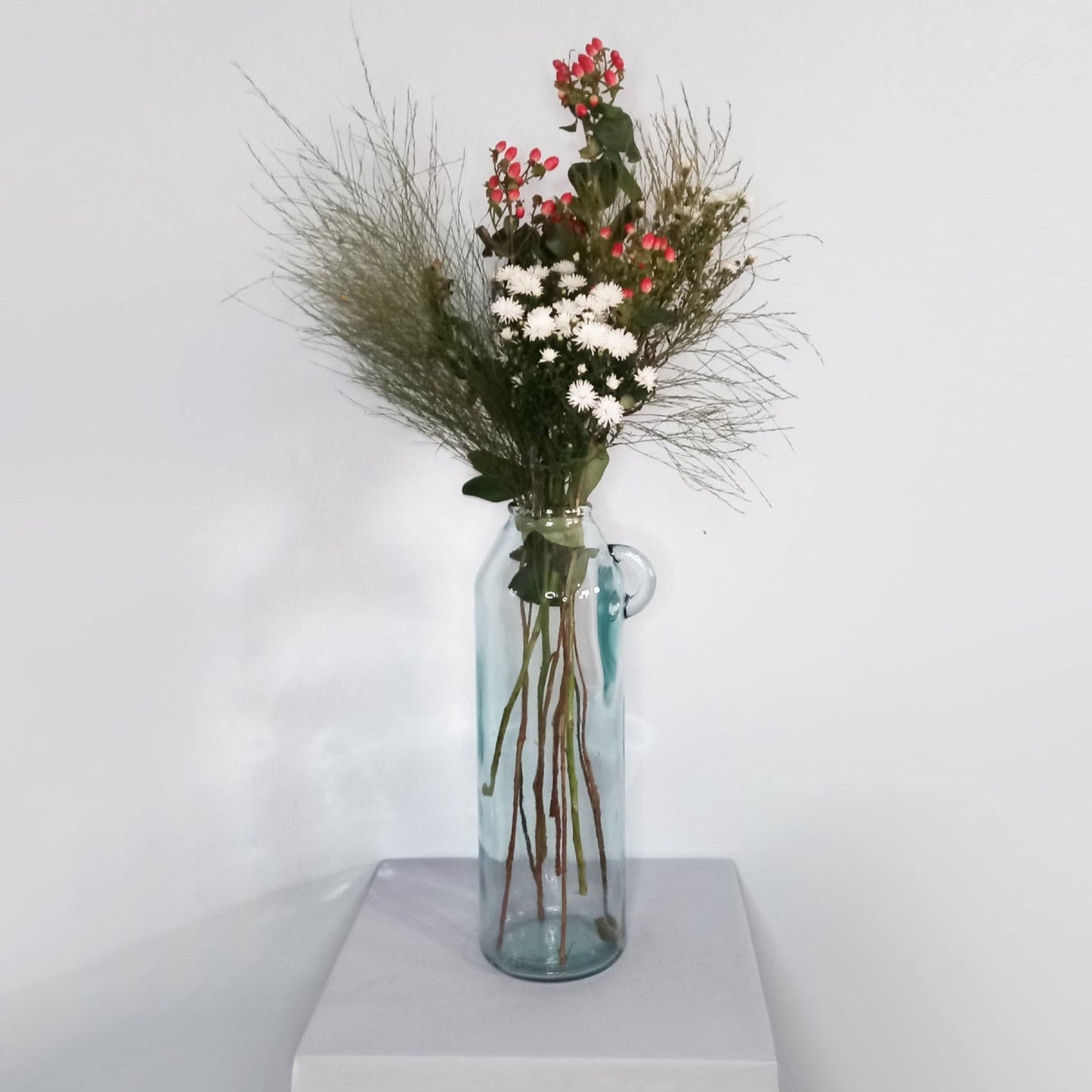 Recycled Tall Handle Glass Vase