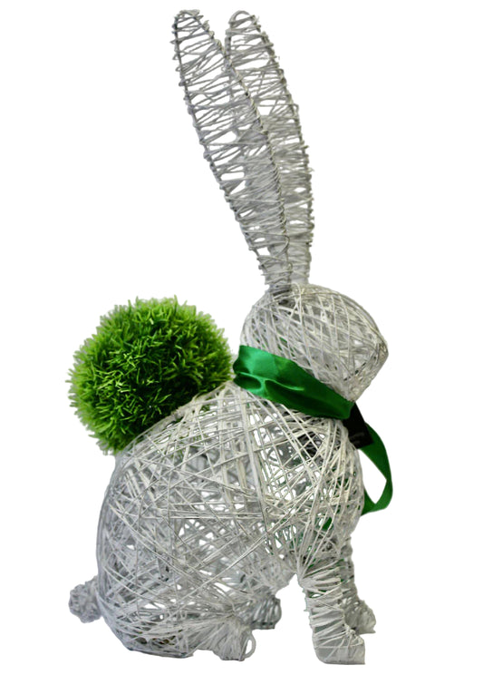 Handmade Wire Rabbit Plant Holder on Back