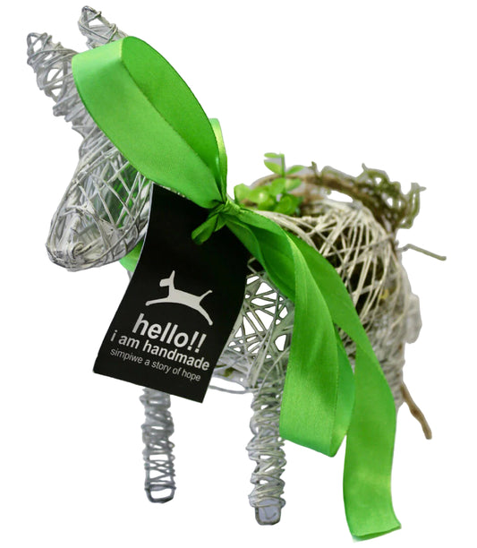 Handmade Wire Donkey Plant Holder