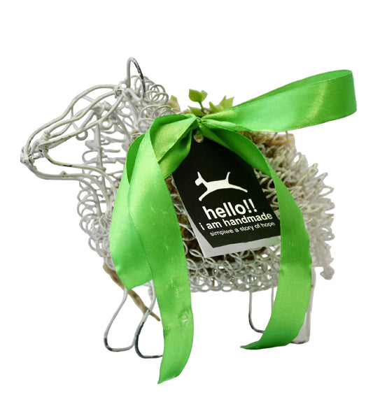 Handmade Wire Sheep Plant Holder