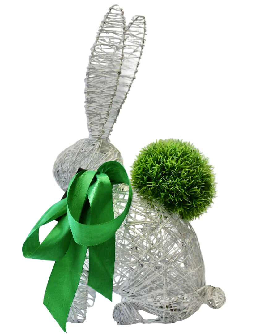 Handmade Wire Rabbit Plant Holder on Back