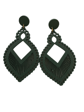Khaki Teardrop Wood Earrings jatrade.co.za