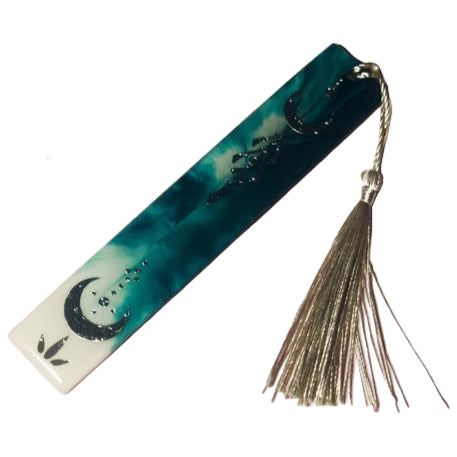 Blue and silver moon detailed bookmark
