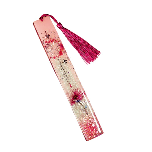 Pink travel bookmark inspired with flower