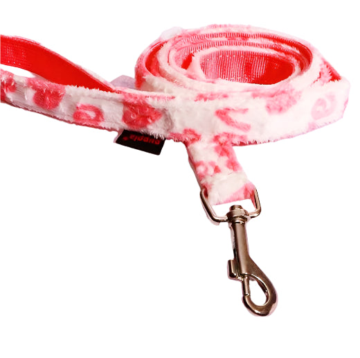 Fluffy pink and white, love, heart dog leash