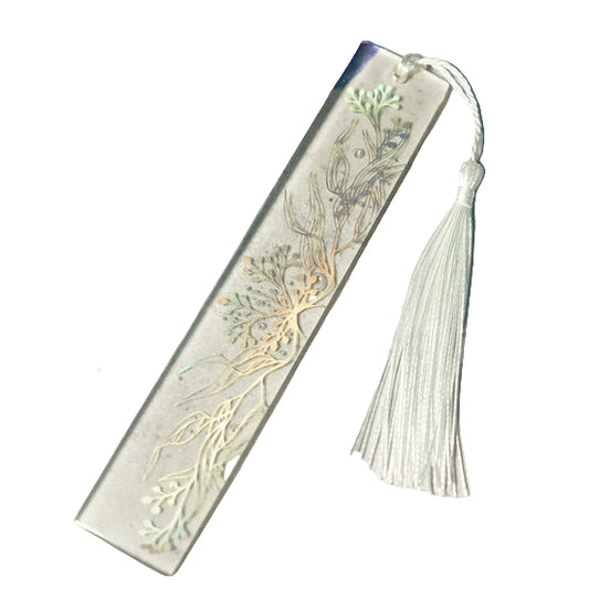Clear Resin silver plant detailed bookmark