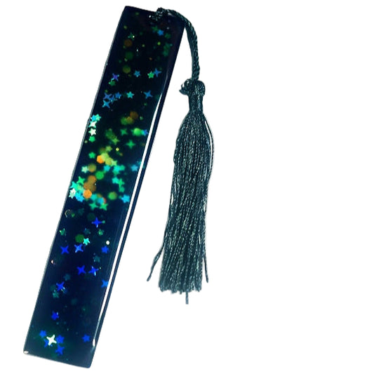 Dark blue with star shaped sequins bookmark