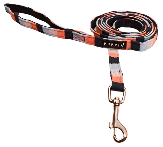 Navy, Orange, Tan Light Blue Block Dog Leash