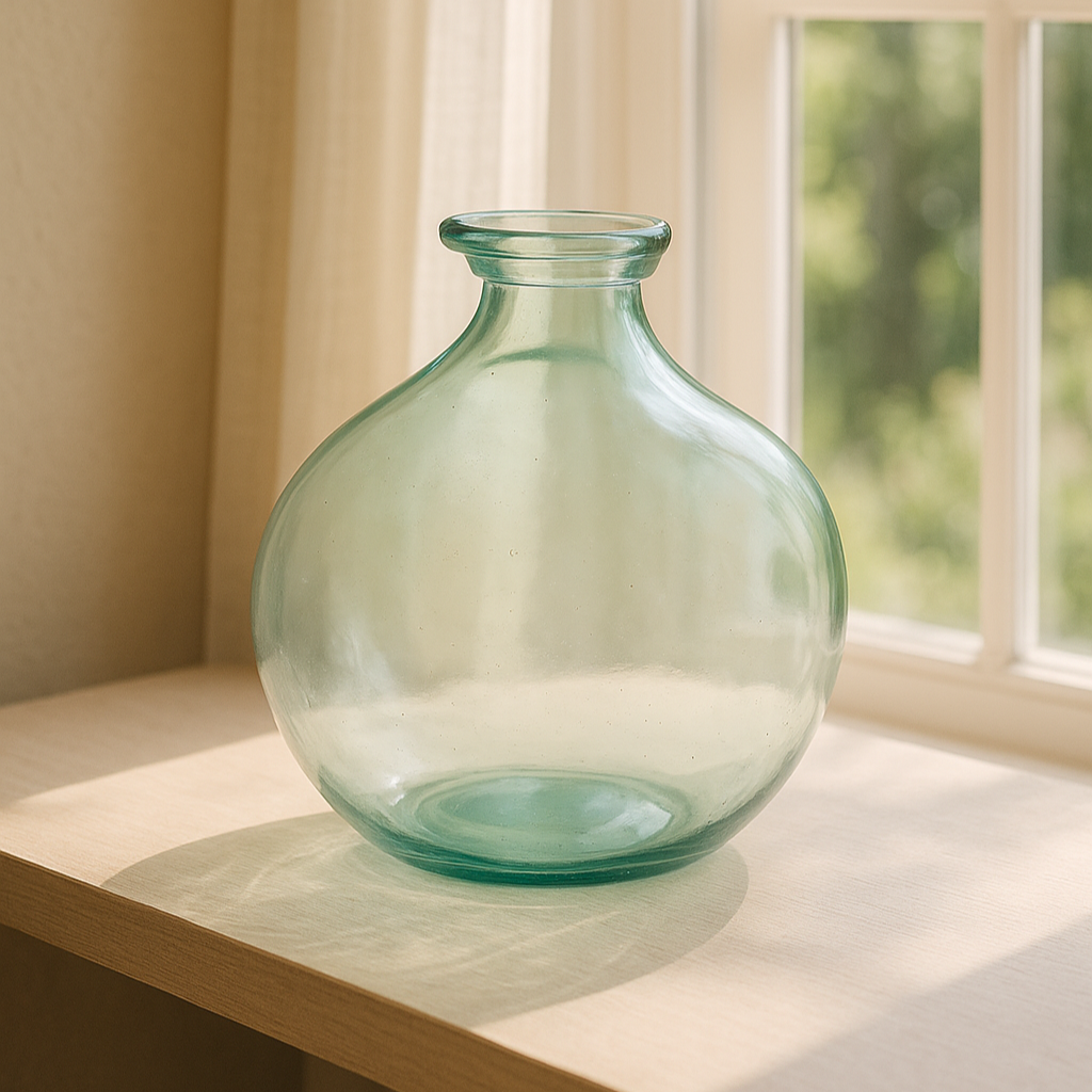 Aqua Bloom Glass Vase – 18cm