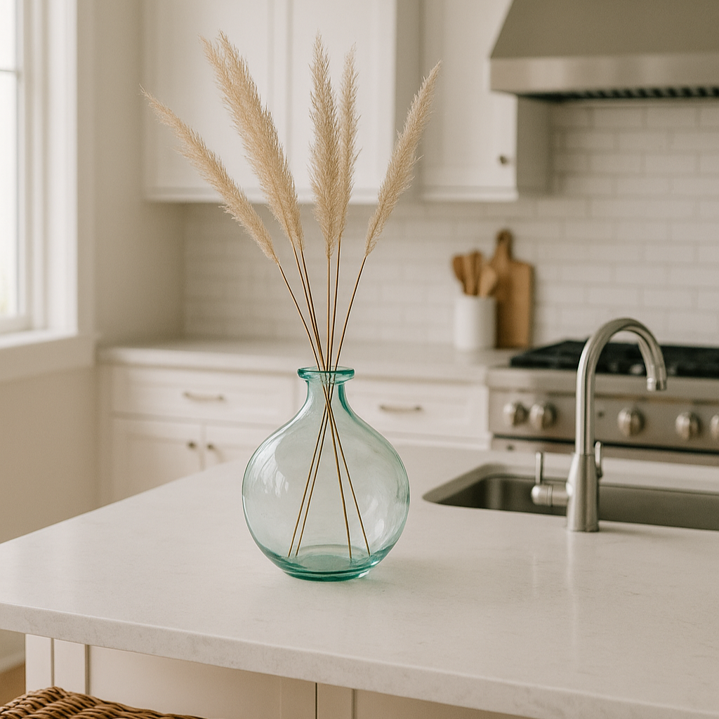 Aqua Bloom Glass Vase – 18cm