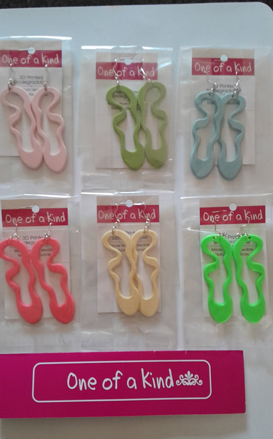 3D printed long hook earrings