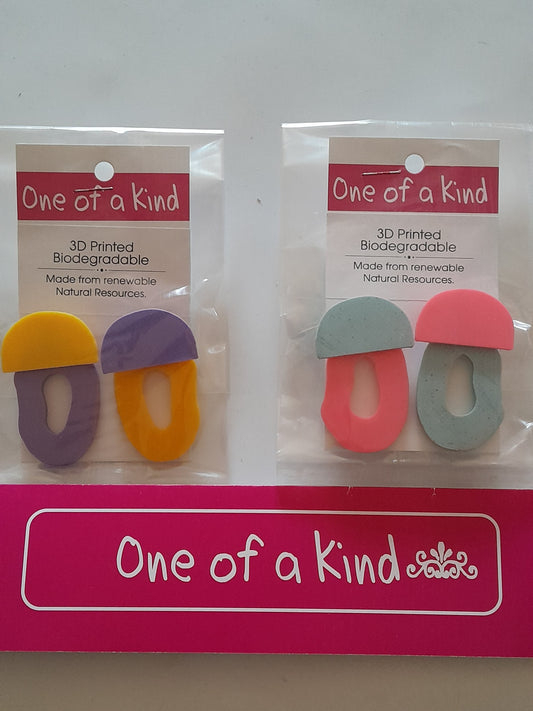 3D printed colorful block stud earrings