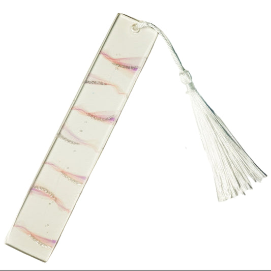 Resin bookmark purple pink silver stripe