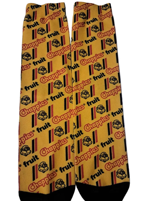 Yellow chewing gum socks