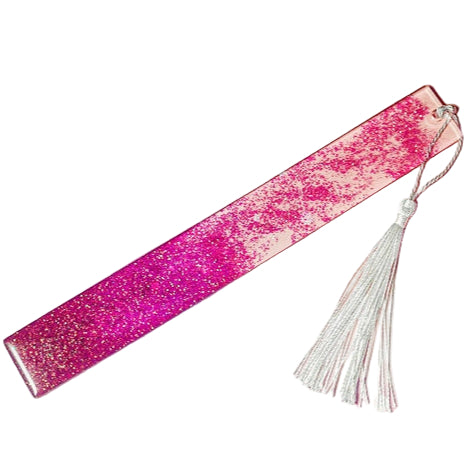 Light pink into dark pink book mark with sparkles