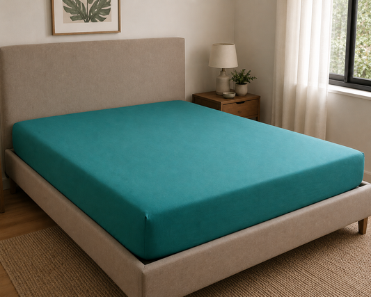 Teal fitted sheet