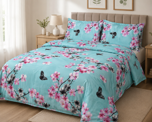 Blue floral duvet cover