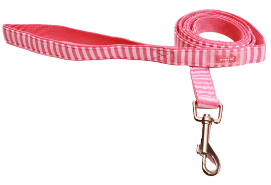 French pink and white stripe dog leash