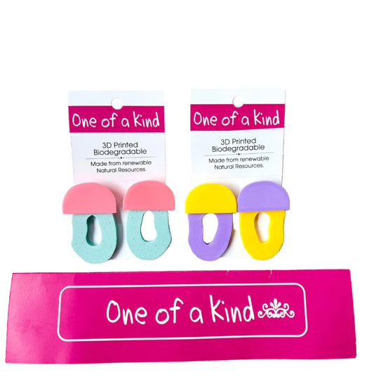 3D printed colorful block stud earrings