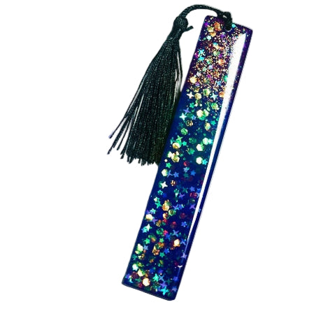 Resin bookmark glitter purple stars and hexagon glitter