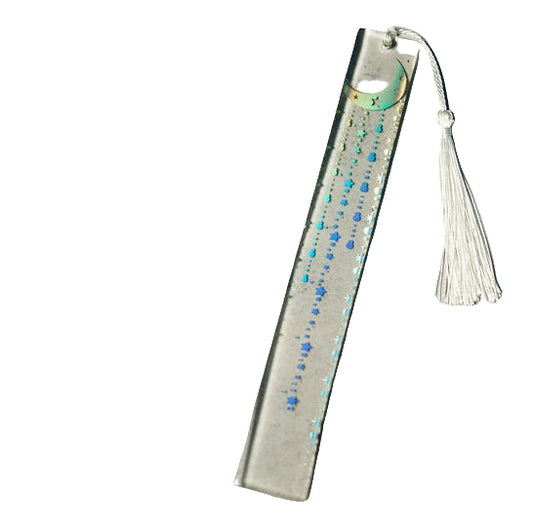 Resin bookmark with white flowers and gold outline