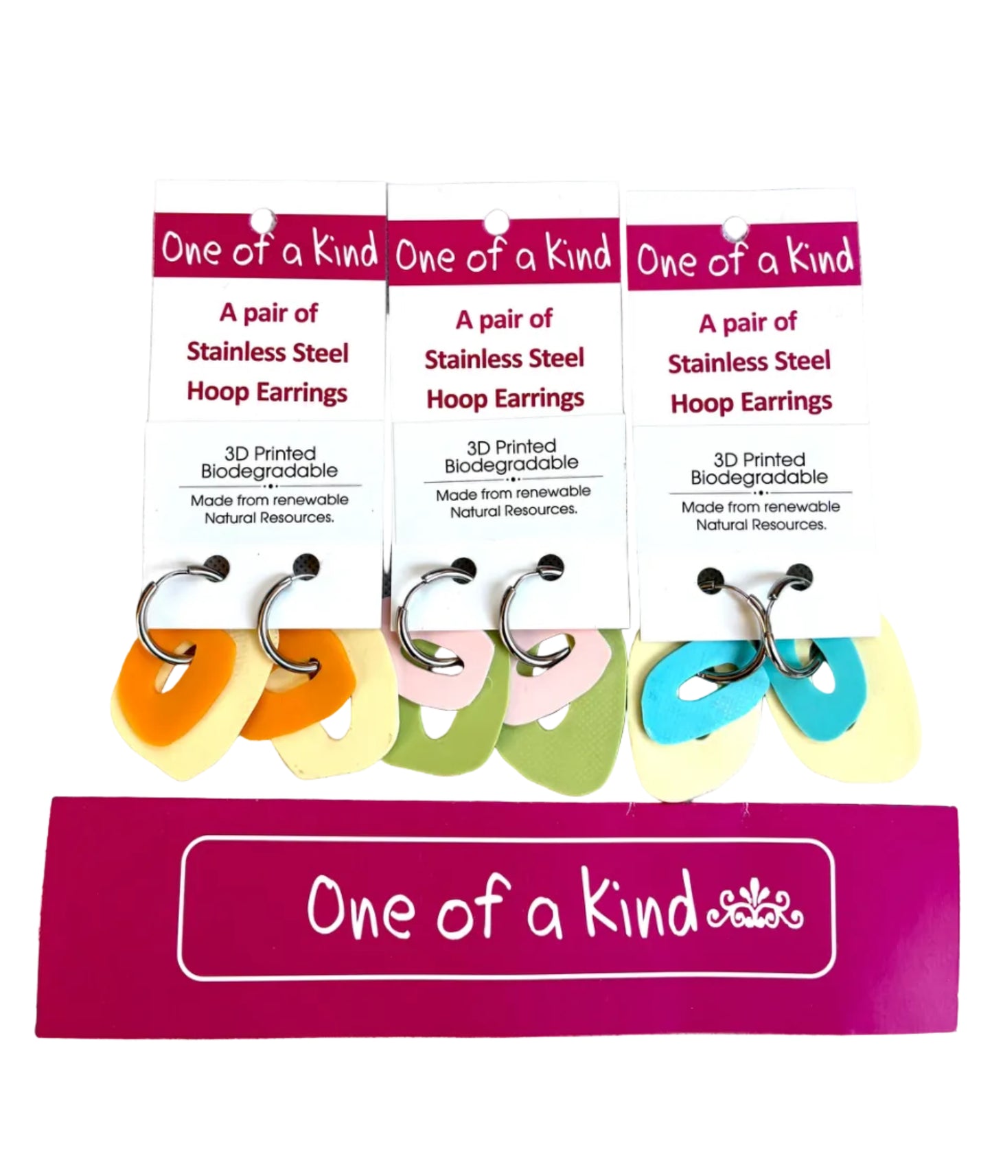 3D printed disk hoop earrings