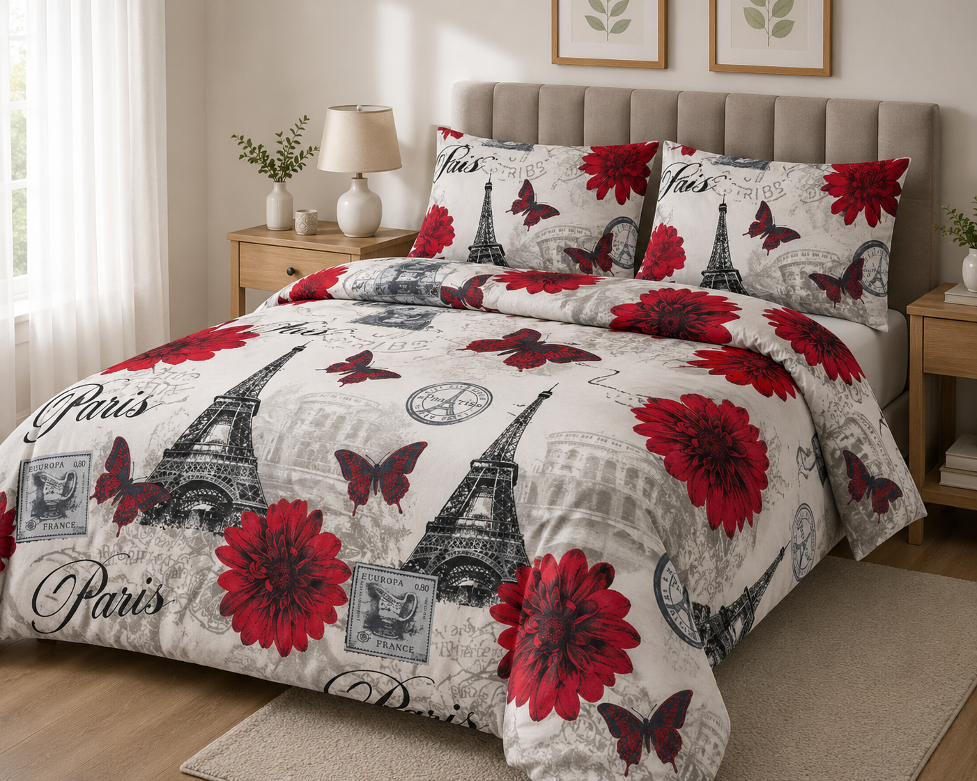 Red Eiffel Tower duvet cover