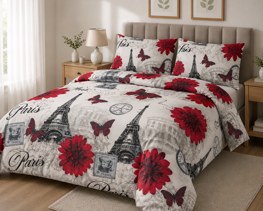 Red Eiffel Tower duvet cover